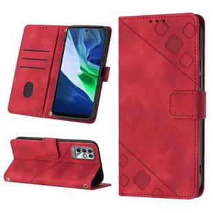 For Infinix Note 11i / Note 10 Skin-feel Embossed Leather Phone Case(Red)