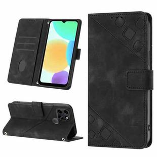 For Infinix Smart 6 Skin-feel Embossed Leather Phone Case(Black)