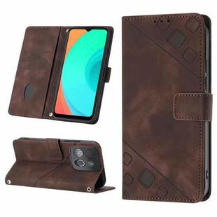 For Infinix Smart 7 X6515 Skin-feel Embossed Leather Phone Case(Brown)