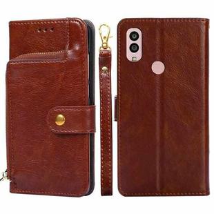 For Kyocera Android One S10 Zipper Bag Leather Phone Case(Brown)