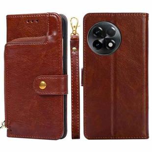 For OnePlus Ace 2/11R Zipper Bag Leather Phone Case(Brown)