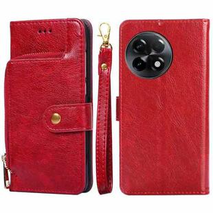 For OnePlus Ace 2/11R Zipper Bag Leather Phone Case(Red)