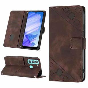 For Tecno Pop 5 LTE Skin-feel Embossed Leather Phone Case(Brown)