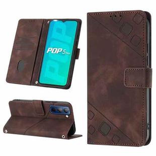 For Tecno Pop 5P Skin-feel Embossed Leather Phone Case(Brown)