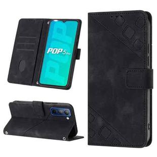 For Tecno Pop 5P Skin-feel Embossed Leather Phone Case(Black)