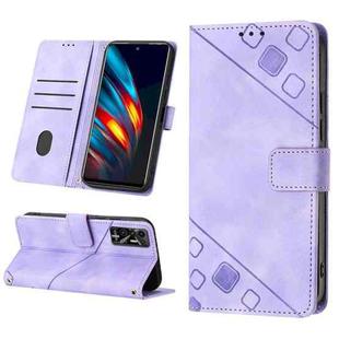 For Tecno Pova 2 Skin-feel Embossed Leather Phone Case(Light Purple)