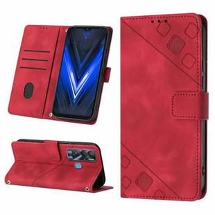 For Tecno Pova Neo Skin-feel Embossed Leather Phone Case(Red)