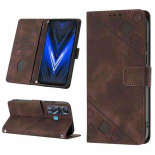 For Tecno Pova Neo Skin-feel Embossed Leather Phone Case(Brown)