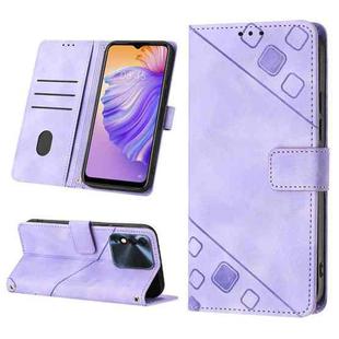 For Tecno Spark 8 Skin-feel Embossed Leather Phone Case(Light Purple)