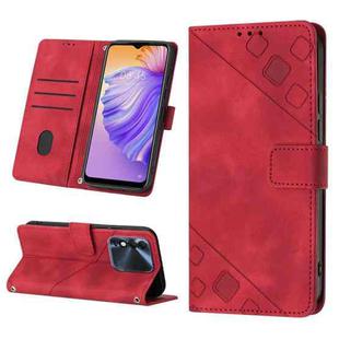 For Tecno Spark 8 Skin-feel Embossed Leather Phone Case(Red)