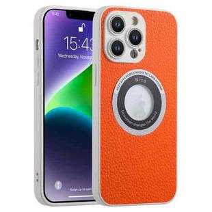 For iPhone 14 Pro Max Glitter Lens MagSafe Magnetic Phone Case(Orange)