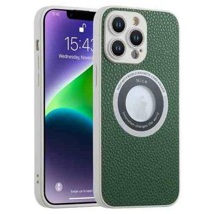 For iPhone 14 Pro Glitter Lens MagSafe Magnetic Phone Case(Green)