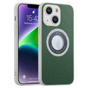 For iPhone 14 Plus Glitter Lens MagSafe Magnetic Phone Case(Green)
