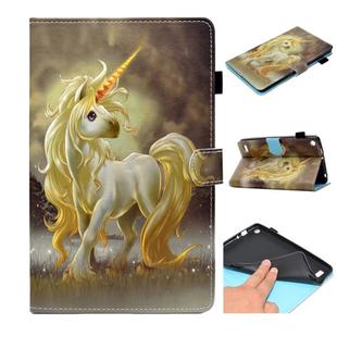For Kindle Fire 7 2015 Painted Horizontal Flat Leather Case with Card Slot & Holder & Wallet(Unicorn)