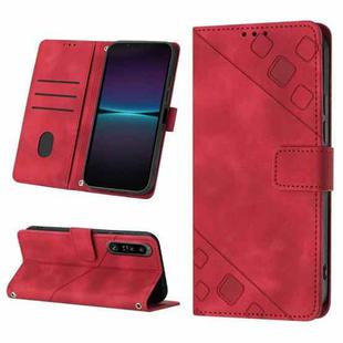 For Sony Xperia 1 IV Skin-feel Embossed Leather Phone Case(Red)