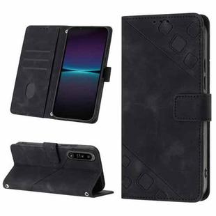 For Sony Xperia 1 IV Skin-feel Embossed Leather Phone Case(Black)