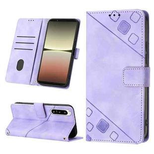 For Sony Xperia 5 IV Skin-feel Embossed Leather Phone Case(Light Purple)