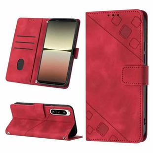 For Sony Xperia 5 IV Skin-feel Embossed Leather Phone Case(Red)