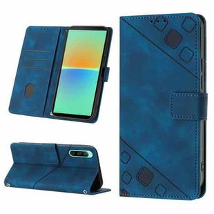 For Sony Xperia 10 IV Skin-feel Embossed Leather Phone Case(Blue)