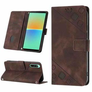 For Sony Xperia 10 IV Skin-feel Embossed Leather Phone Case(Brown)