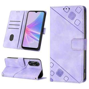 For OPPO A78 Skin-feel Embossed Leather Phone Case(Light Purple)