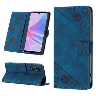 For OPPO A78 Skin-feel Embossed Leather Phone Case(Blue)