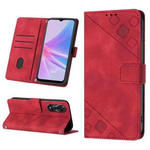 For OPPO A78 Skin-feel Embossed Leather Phone Case(Red)