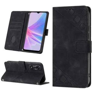 For OPPO A78 Skin-feel Embossed Leather Phone Case(Black)