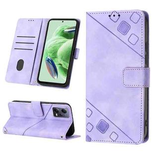 For Xiaomi Redmi Note 12 Global Skin-feel Embossed Leather Phone Case(Light Purple)