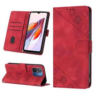 For Xiaomi Redmi 12C / 11A 4G Skin-feel Embossed Leather Phone Case(Red)