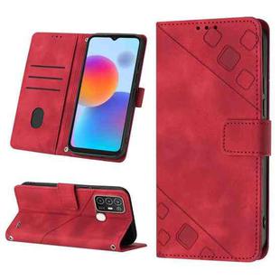 For ZTE Blade A52 Skin-feel Embossed Leather Phone Case(Red)