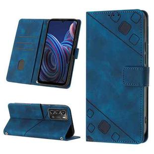 For ZTE Blade A72 Skin-feel Embossed Leather Phone Case(Blue)
