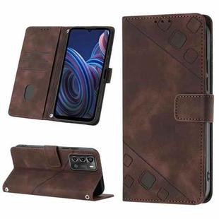 For ZTE Blade A72 Skin-feel Embossed Leather Phone Case(Brown)