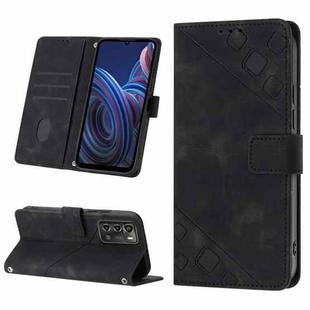 For ZTE Blade A72 Skin-feel Embossed Leather Phone Case(Black)