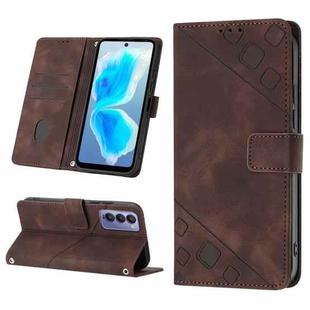 For Tecno Camon 18 / 18 P Skin-feel Embossed Leather Phone Case(Brown)