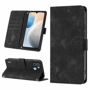 For Tecno Pop 6 Skin-feel Embossed Leather Phone Case(Black)