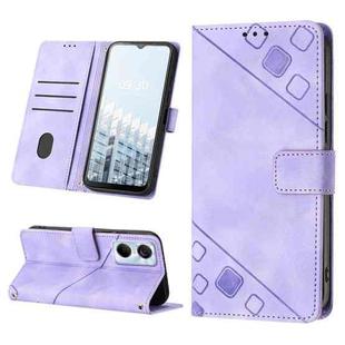 For Tecno Pop 6 Pro Skin-feel Embossed Leather Phone Case(Light Purple)