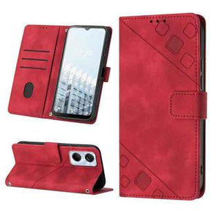 For Tecno Pop 6 Pro Skin-feel Embossed Leather Phone Case(Red)