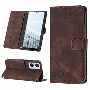 For Tecno Pop 6 Pro Skin-feel Embossed Leather Phone Case(Brown)
