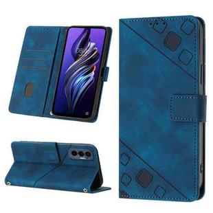 For Tecno Pova 3 LE7 Skin-feel Embossed Leather Phone Case(Blue)