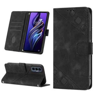 For Tecno Pova 3 LE7 Skin-feel Embossed Leather Phone Case(Black)