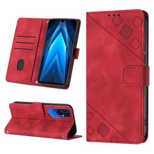 For Tecno Pova 4 Pro LG8n Skin-feel Embossed Leather Phone Case(Red)