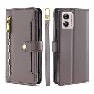 For Motorola Moto G53 5G/G13 4G/G23 4G Sheep Texture Cross-body Zipper Wallet Leather Phone Case(Grey)