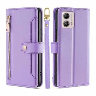 For Motorola Moto G53 5G/G13 4G/G23 4G Sheep Texture Cross-body Zipper Wallet Leather Phone Case(Purple)