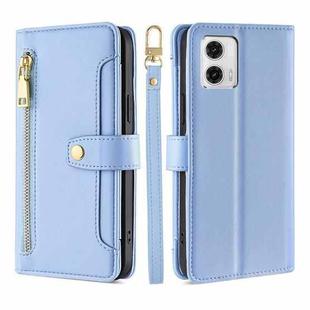 For Motorola Moto G73 5G Sheep Texture Cross-body Zipper Wallet Leather Phone Case(Blue)