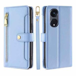 For OPPO Reno8 T 5G/A1 Pro 5G Sheep Texture Cross-body Zipper Wallet Leather Phone Case(Blue)