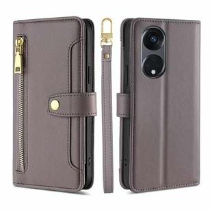 For OPPO Reno8 T 5G/A1 Pro 5G Sheep Texture Cross-body Zipper Wallet Leather Phone Case(Grey)