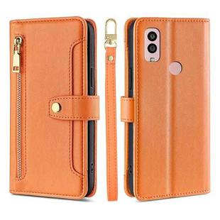 For Kyocera Android One S10 Sheep Texture Cross-body Zipper Wallet Leather Phone Case(Orange)