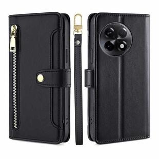 For OnePlus Ace 2/11R Sheep Texture Cross-body Zipper Wallet Leather Phone Case(Black)