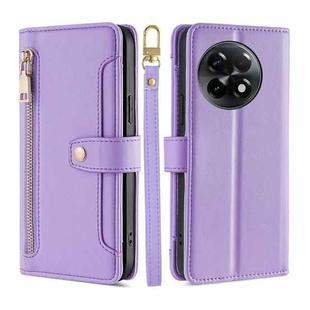 For OnePlus Ace 2/11R Sheep Texture Cross-body Zipper Wallet Leather Phone Case(Purple)